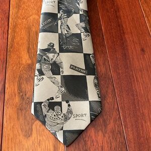 Johnny Carson Livin' Playin' Sport Black and  Beige Necktie